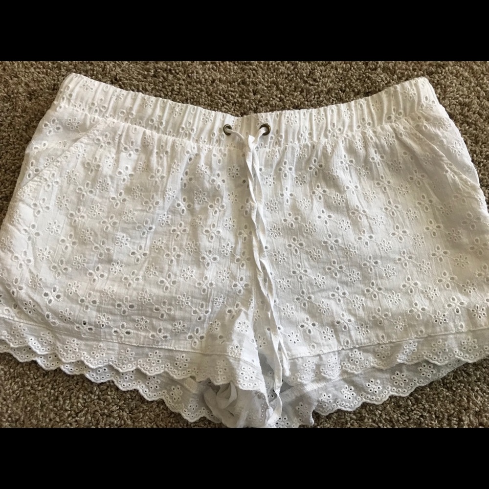 Bright white eyelet shorts